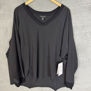Athleta Zephyr Vneck Tee Womens 3X Black Long Sleeve Tunic V-Neck NWT